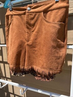 New Sexy Fringed Rich Brien Suede-Look tailored fit Skort Short stretch's M